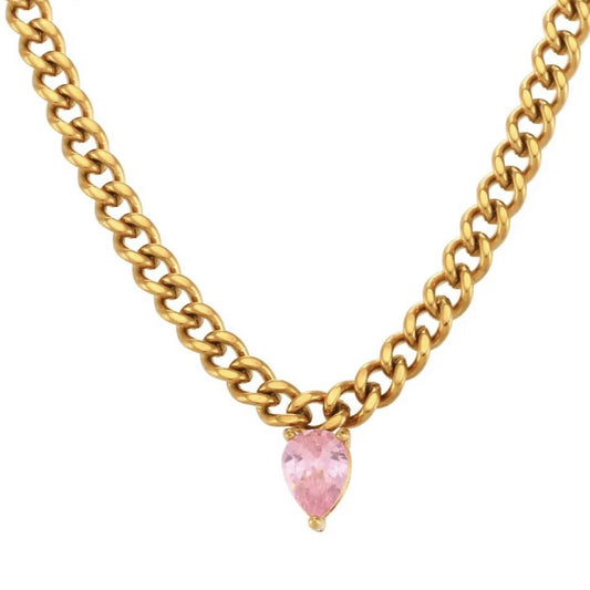 SS Pink Teardrop Necklace