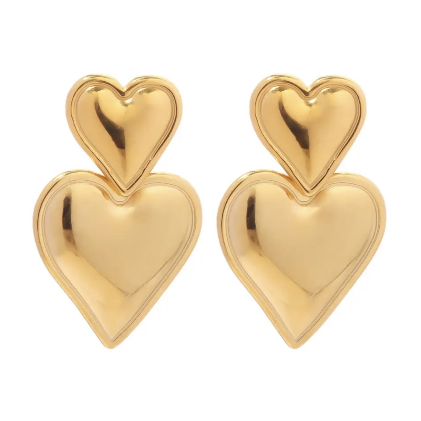 SS Maxi Double Gold Heart Earrings