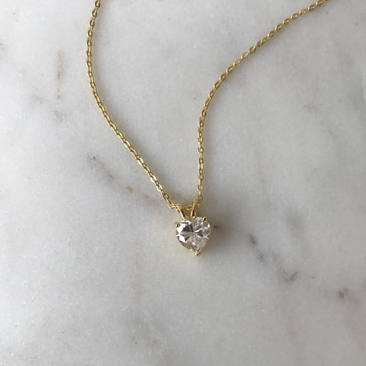 Gold Heart Moissanite 1ct  Necklace