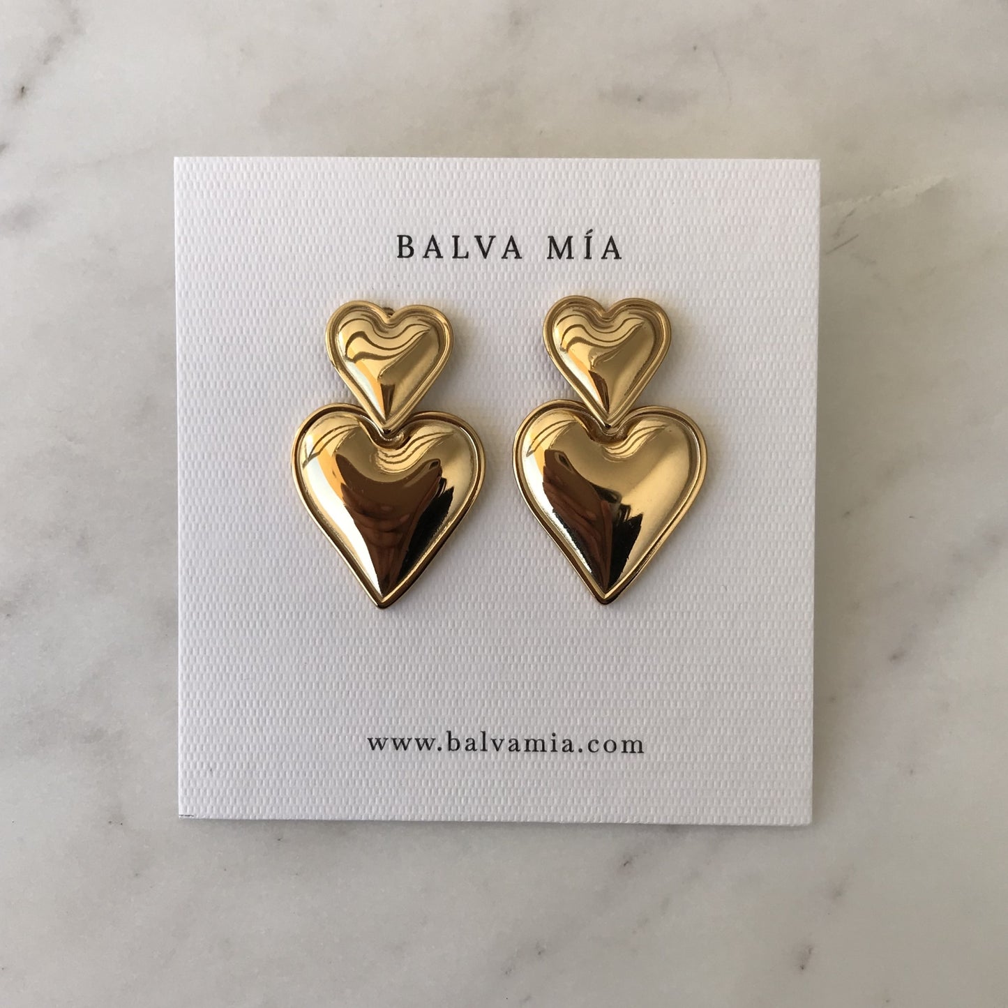 SS Maxi Double Gold Heart Earrings